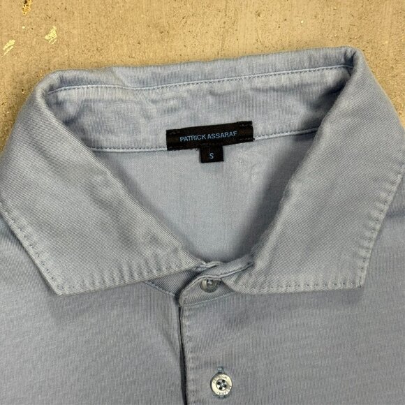 Patrick Assaraf Pima Cotton Polo Shirt Stretch Fabric Made in Peru Blue Small - Picture 5 of 7